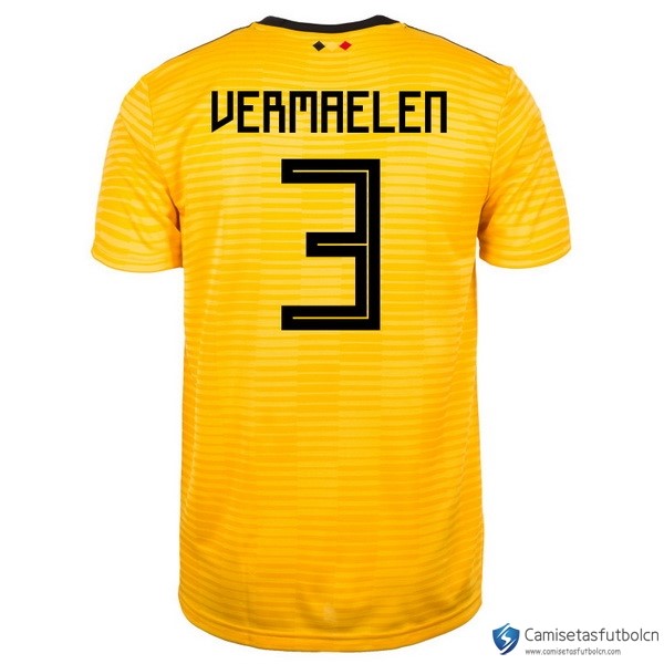 Camiseta Seleccion Belgica Segunda equipo Vermaelen 2018 Amarillo